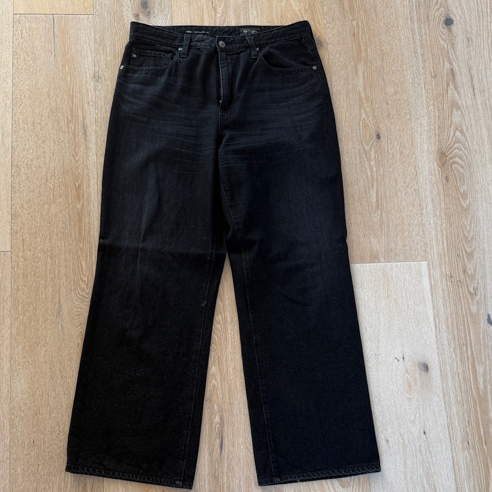 AG Kora High Rise Wide Leg Black Jeans Sz 31